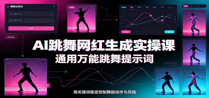 AI跳舞网红生成实操课：通用万能跳舞提示词，多模型适配，人物舞蹈视频制作全套教学-萌芽网创副业资源站