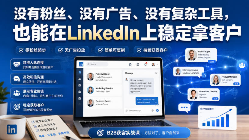 没有粉丝、没有广告、没有复杂工具,也能在LinkedIn上稳定拿客户【原创双语字幕】-萌芽网创副业资源站