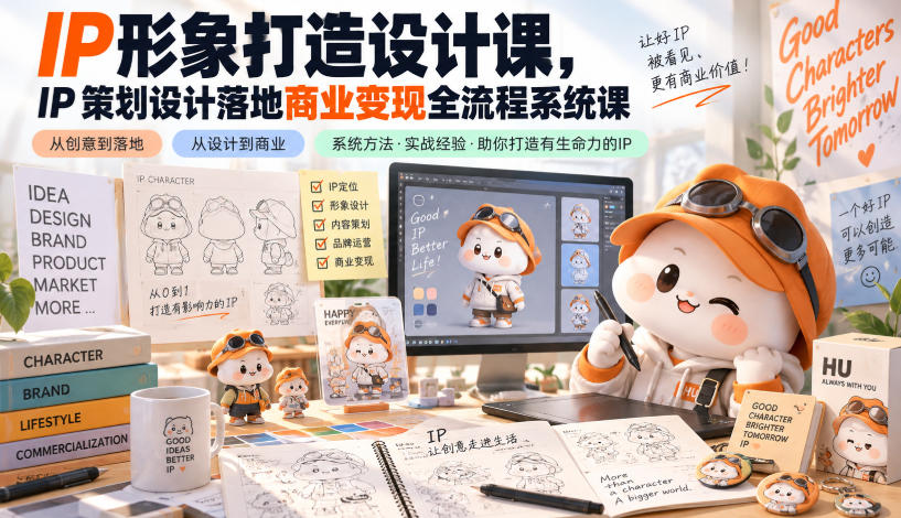 IP形象打造设计课，IP策划设计落地商业变现全流程系统课-萌芽网创副业资源站