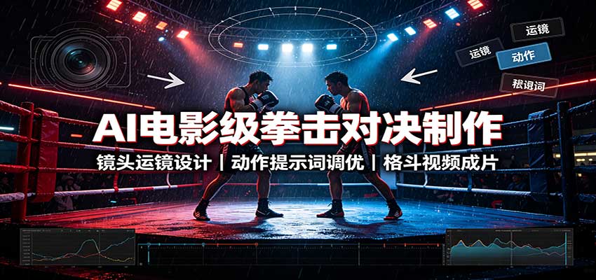 AI电影级拳击对决制作:镜头运镜设计,动作提示词调优,格斗视频成片-萌芽网创副业资源站