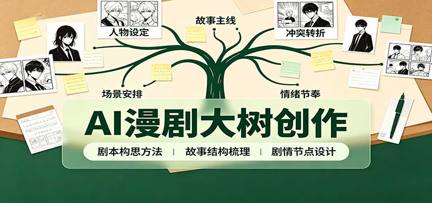 AI漫剧大树创作：剧本构思课程讲解，软件插件配置，配套工具资料完整梳理-萌芽网创副业资源站