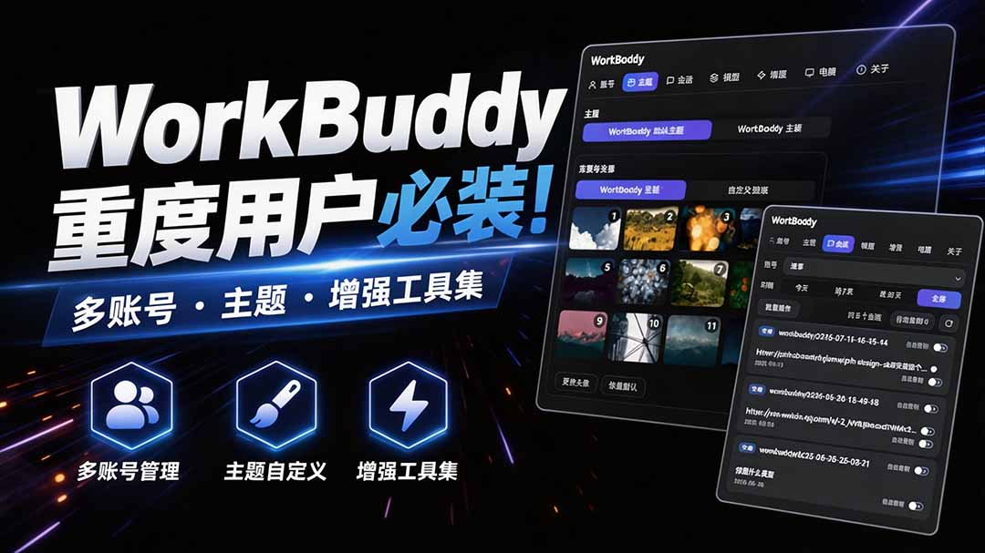 WorkBuddy重度用户必装!多账号·主题·增强工具集,零侵入、零重签名,WorkDaddy-萌芽网创副业资源站