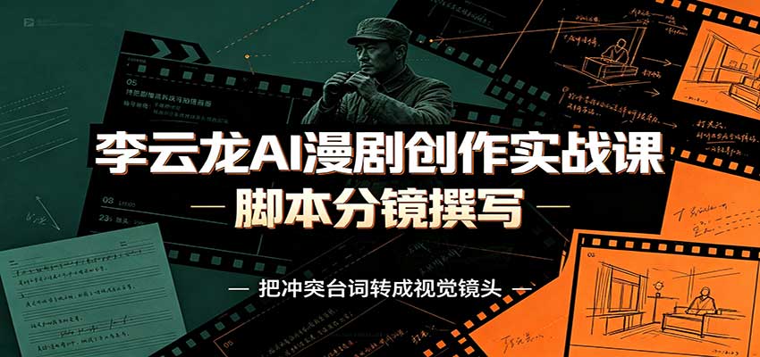 李云龙AI漫剧创作实战课：角色人设还原，脚本分镜撰写，AI漫剧成片完整制作教学-萌芽网创副业资源站