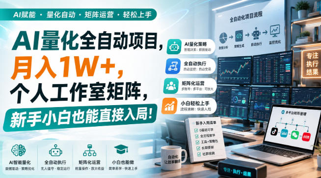 AI量化全自动项目,月入1W+,个人工作室矩阵,新手小白也能直接入局!【揭秘】-萌芽网创副业资源站