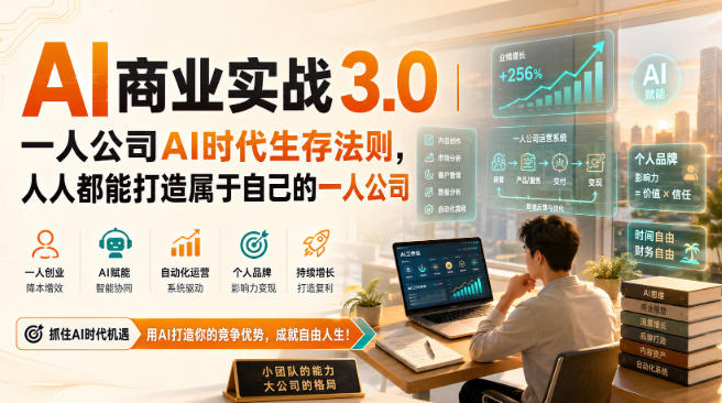 AI商业实战3.0|一人公司AI时代生存法则,人人都能打造属于自己的一人公司-萌芽网创副业资源站