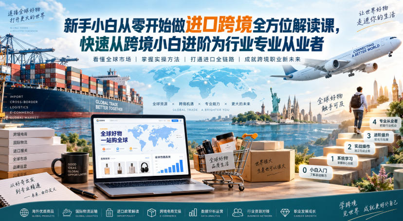 新手小白从零开始做进口跨境全方位解读课，快速从跨境小白进阶为行业专业从业者-萌芽网创副业资源站