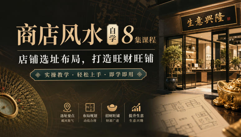 商店风水自学8集课程｜店铺选址布局，打造旺财旺铺实操教学-萌芽网创副业资源站