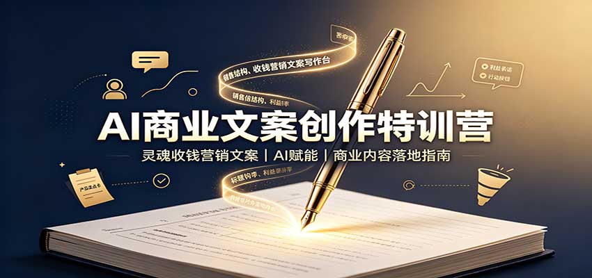 AI商业文案创作特训营：灵魂收钱营销文案，AI赋能，商业内容落地指南-萌芽网创副业资源站