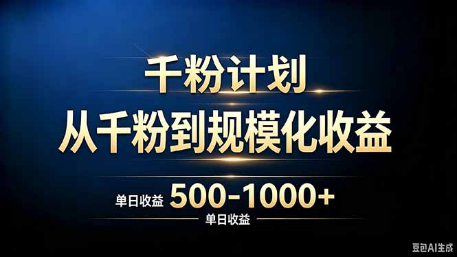 抖音千粉账号计划，从千粉到规模化收益 500-1000+单日收益-萌芽网创副业资源站