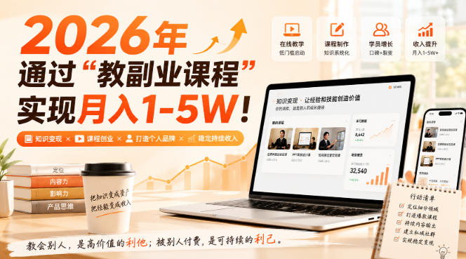 2026年通过“教副业课程”实现月入1-5W!毫无保留的全部教给你,长期稳定【揭秘】-萌芽网创副业资源站