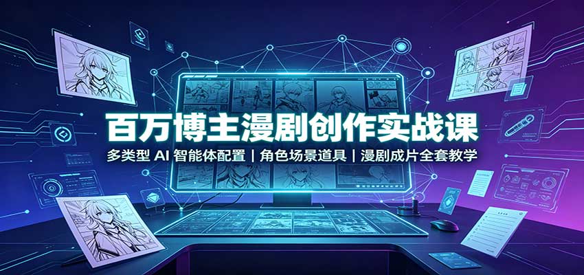 百万博主漫剧创作实战课:多类型AI智能体配置,角色场景道具,漫剧成片全套教学-萌芽网创副业资源站
