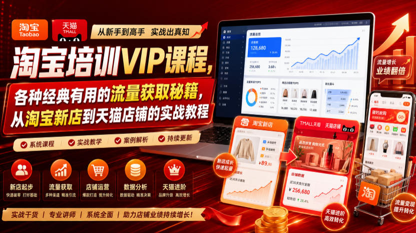 淘宝培训VIP课程，各种经典有用的流量获取秘籍，从淘宝新店到天猫店铺的实战教程(更新09月17日)-萌芽网创副业资源站