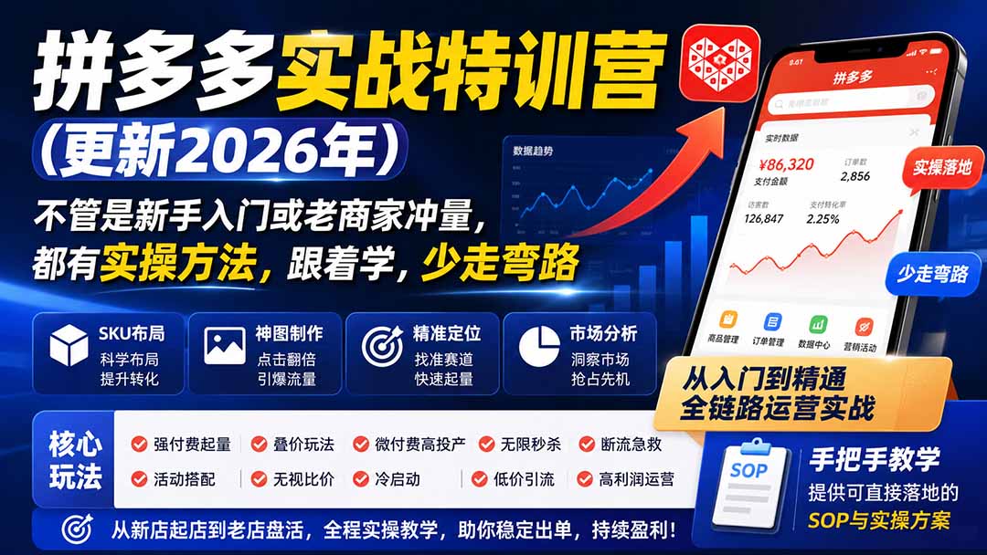 拼多多实战特训营(更新26年9月-萌芽网创副业资源站