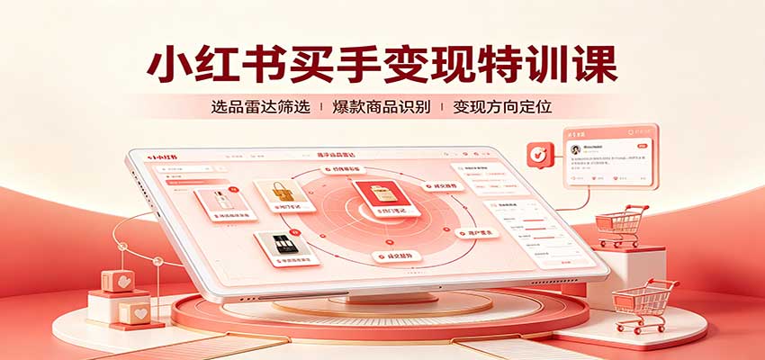 小红书买手变现特训课：账号定位养号起号，选品挂车，笔记标题封面全套教学-萌芽网创副业资源站