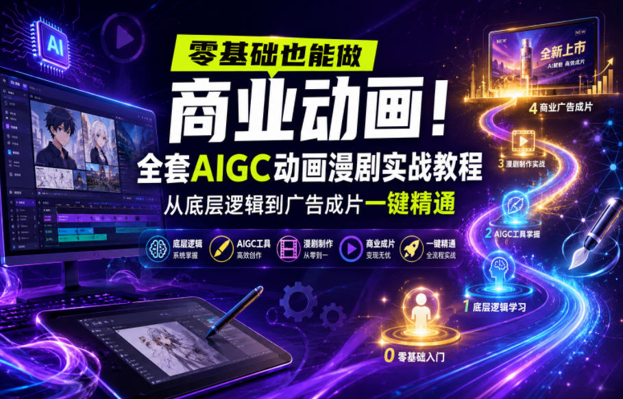 零基础也能做商业动画!全套AIGC动画漫剧实战教程,从底层逻辑到广告成片一键精通(更新0905)-萌芽网创副业资源站
