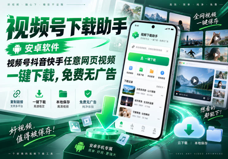 视频号下载助手,安卓软件,视频号抖音快手任意网页视频,一键下载,免费无广告-萌芽网创副业资源站
