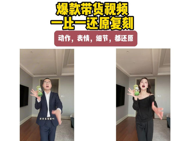 AI带货视频复刻,一比一还原加二创,动作,表情,细节,都还原,新手也能直接套用-萌芽网创副业资源站