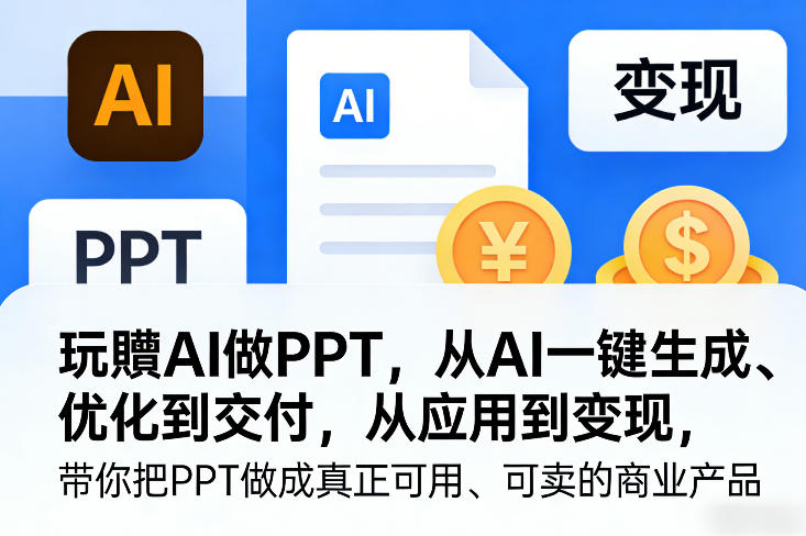 玩賺AI做PPT,从AI一键生成、优化到交付,从应用到变现,带你把PPT做成真正可用、可卖的商业产品(更新0904)-萌芽网创副业资源站